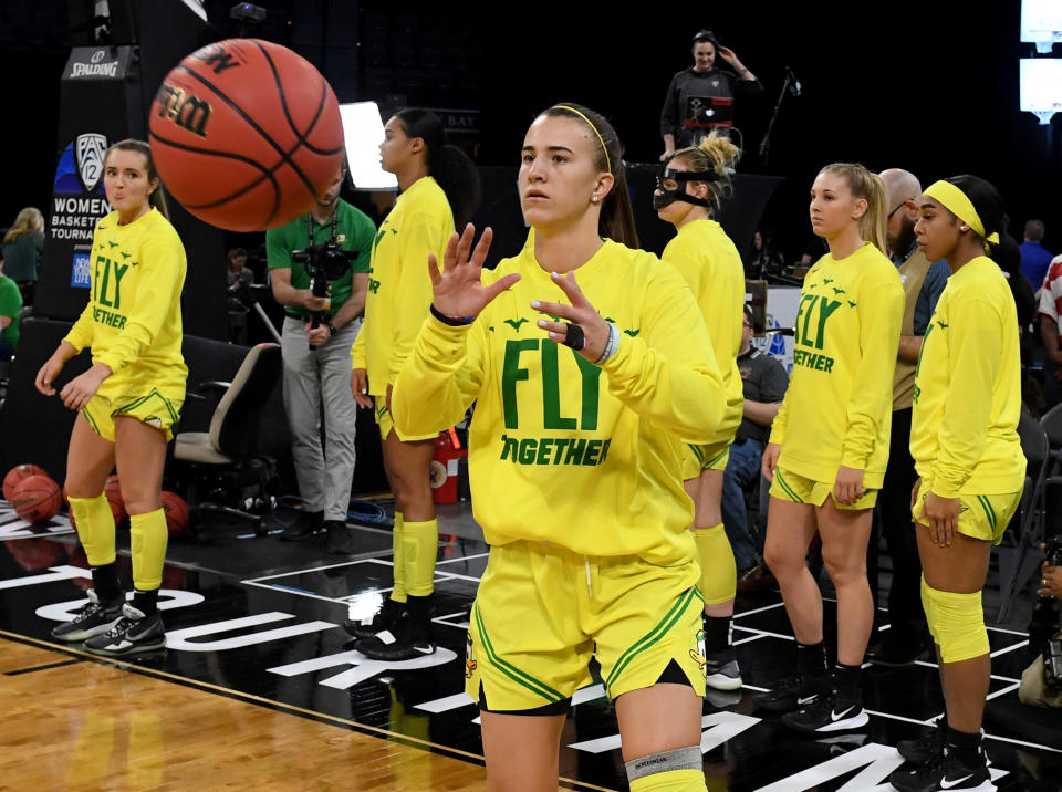 Sabrina Ionescu is expected to be the No. 1 pick in the 2020 WNBA draft. She'll likely be joined in the first round by teammates Satou Sabally and Ruthy Hebard. (Ethan Miller/Getty Images)