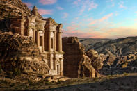 <b><p>Petra, Jordan</p></b> <p>Discovered in 19th century by a Swiss explorer, the massive historical site was made famous by Hollywood motion picture, Indiana Jones and the Last Crusade and one of the most recognisable spots is the Al Khazneh, commonly referred to as the ‘Treasury’. Its function was a mystery until a recent excavation revealed that the Treasury was actually a tomb, probably of the royalties.</p>