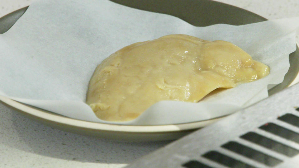 No chickens were harmed in the production of this piece of chicken.  / Credit: CBS News