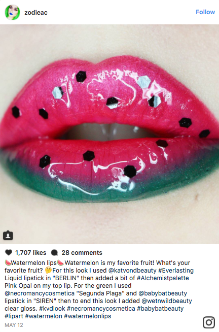 Makeup artists on Instagram have been creating delicious watermelon makeup look on their lips and eyelids.