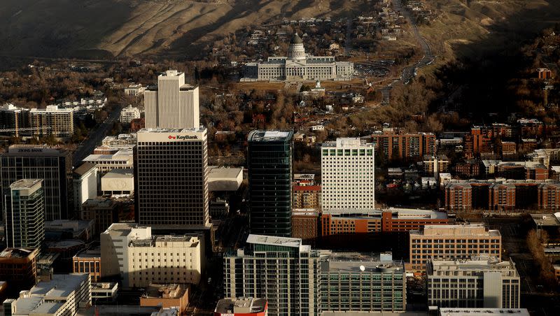 Downtown Salt Lake City and the Capitol in Salt Lake City, Utah, on Tuesday, Feb. 15, 2022.