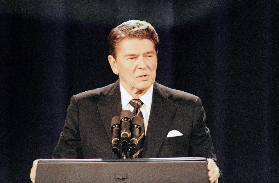 President Ronald Reagan on Oct.. 7, 1984, at a debate in Louisville, Ky.