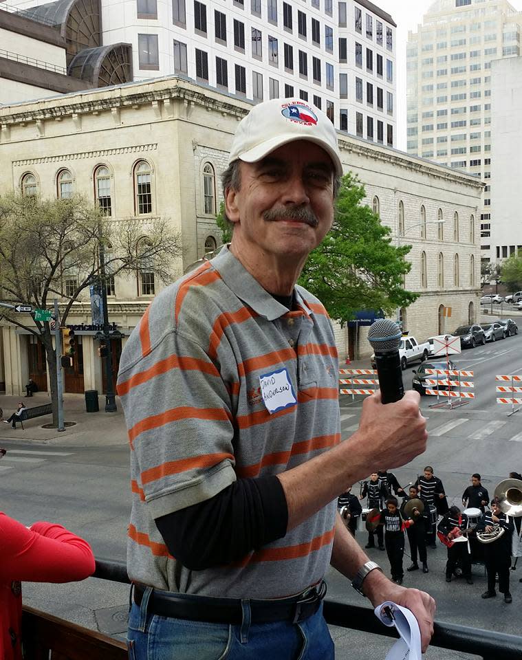 Radio personality David Anderson as he emceed the Celebrate Texas Independence Day Parade in Austin in 2016.