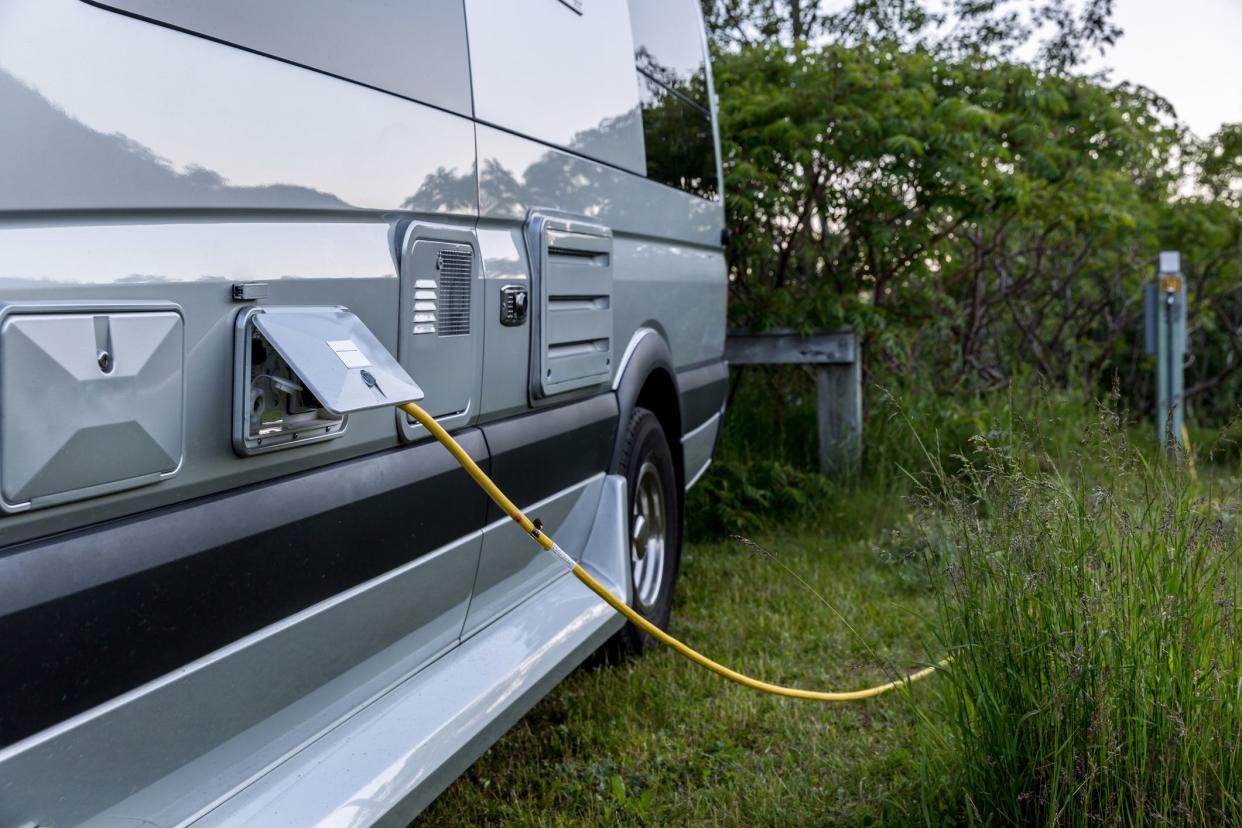 camper van with electricity hookup