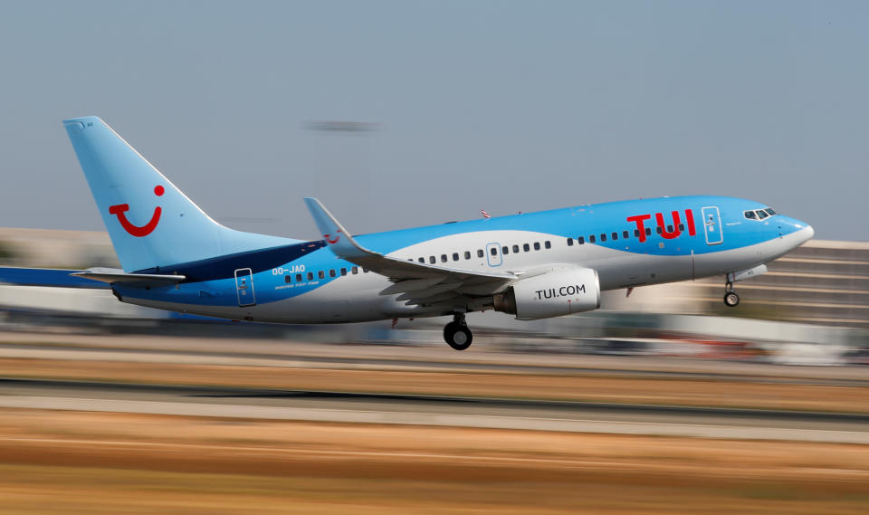 A TUI fly Belgium Boeing 737-700 airplane takes off from the airport in Palma de Mallorca, Spain, July 29, 2018. Picture taken July 29, 2018.  REUTERS/Paul Hanna