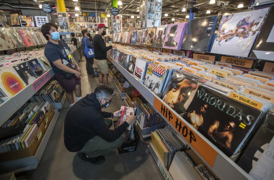 Customers browse albums at Amoeba Music.