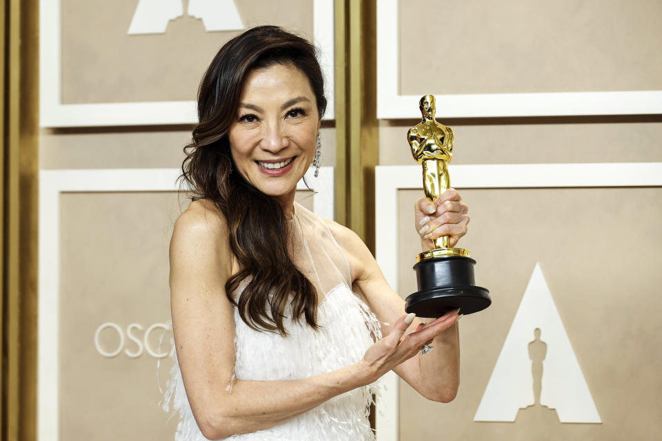 Image: Michelle Yeoh, winner of the Best Actress in a Leading Role award for 