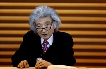 FILE PHOTO: Japan's maestro Seiji Ozawa speaks during a news conference in Tokyo December 19, 2013.  REUTERS/Yuya Shino/File Photo