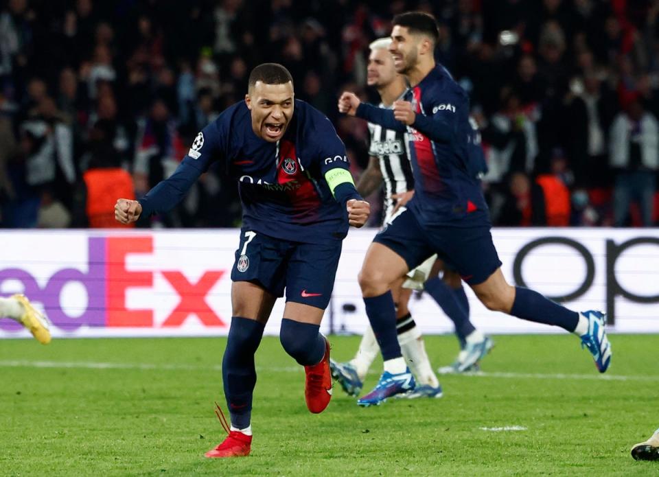 Kylian Mbappe scored the equaliser for PSG to keep them second in Group F (Reuters)