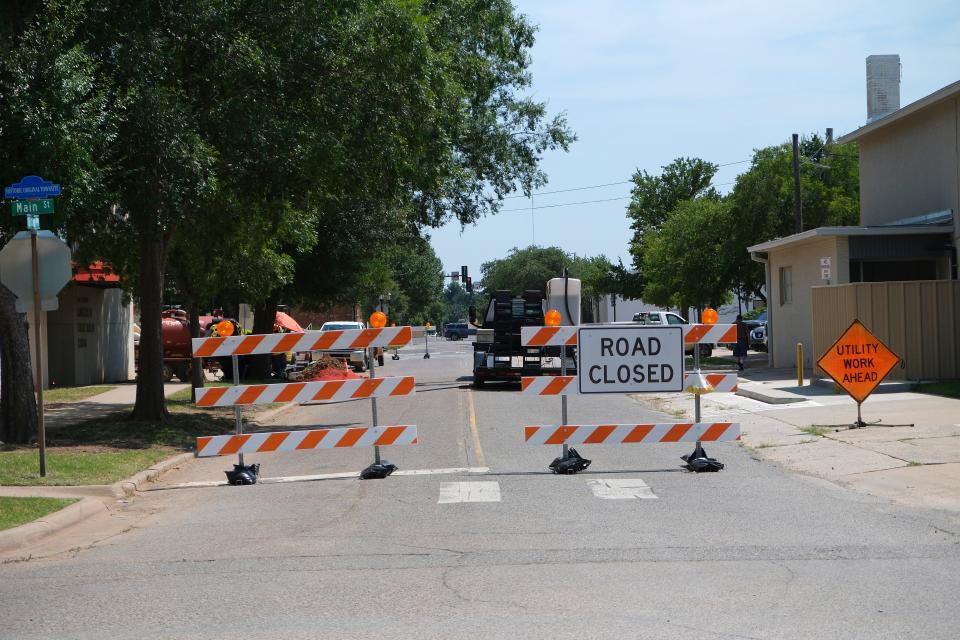 Main was closed between First and Littler in mid-2023 as Edmond prepared to build a new city hall complex. Construction of a new city hall, municipal courts building and parking garage are underway now.