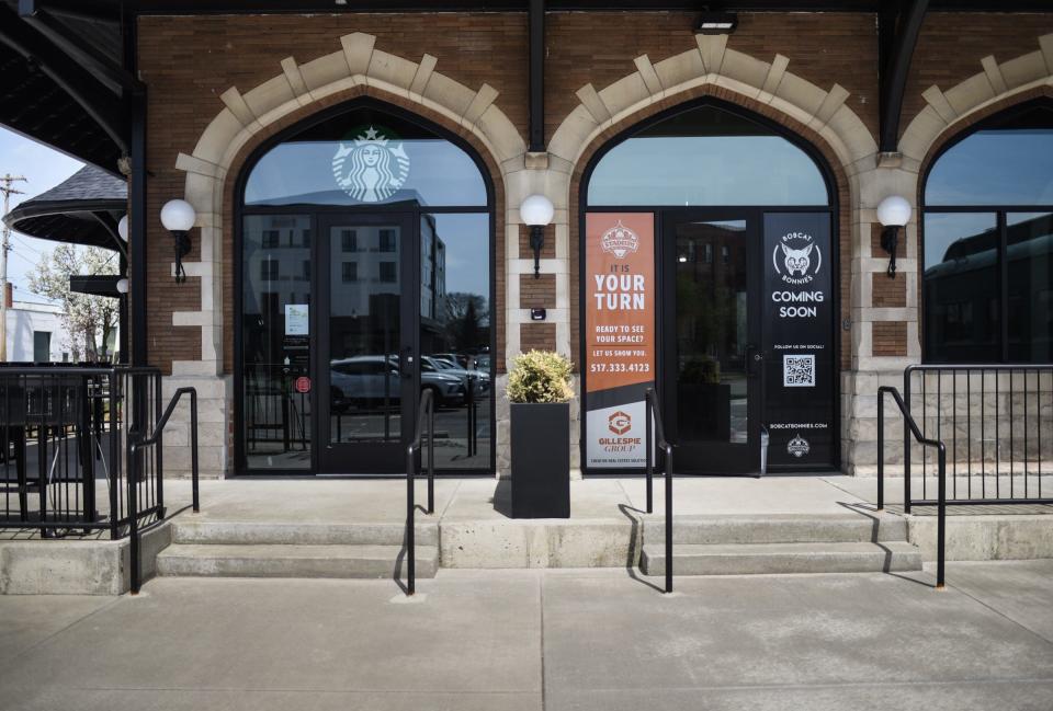 The future home of Bobcat Bonnie's in downtown Lansing, next to Starbuck's in the former train station which was formerly Clara's, pictured Thursday, April 20, 2023.