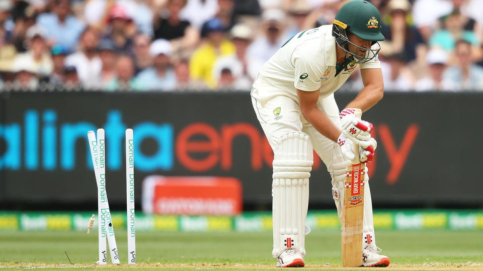 Joe Burns, pictured after he was bowled for a golden duck on day one of the Boxing Day Test.