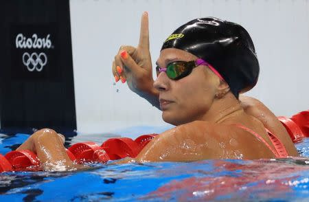 2016 Rio Olympics - Swimming - Semifinal - Women's 100m Breaststroke Semifinals - Olympic Aquatics Stadium - Rio de Janeiro, Brazil - 07/08/2016. Yulia Efimova (RUS) of Russia competes. REUTERS/Dominic Ebenbichler