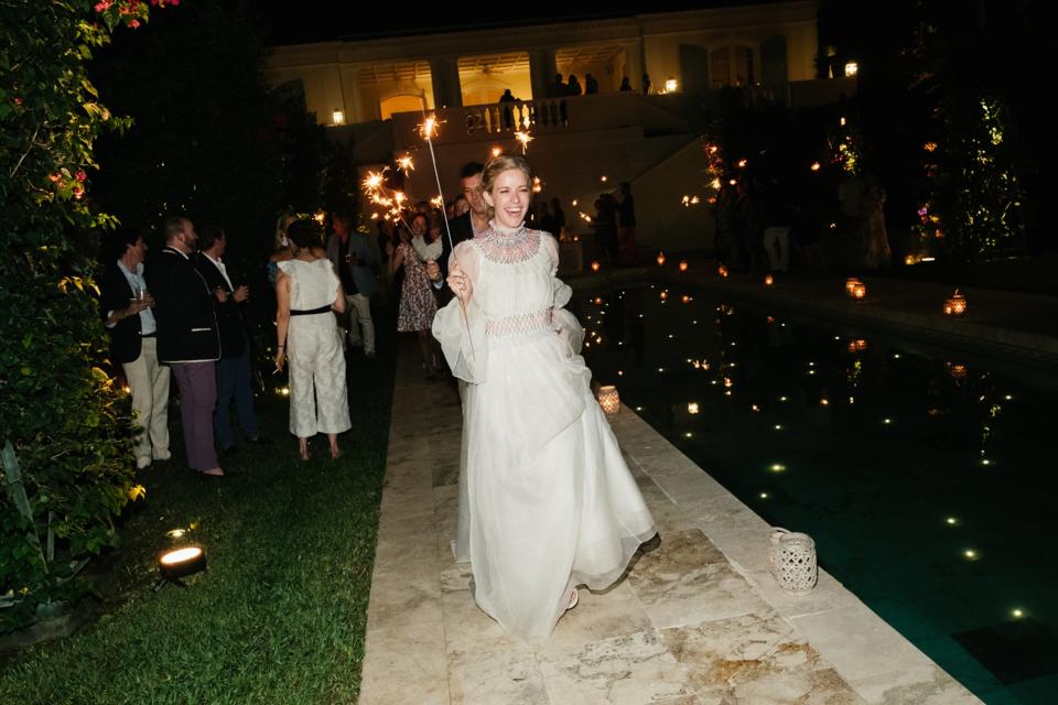 After cutting the cake, we did an impromptu conga line around the pool with sparklers.