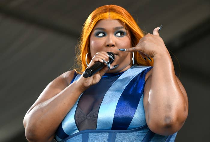 closeup of lizzo singing