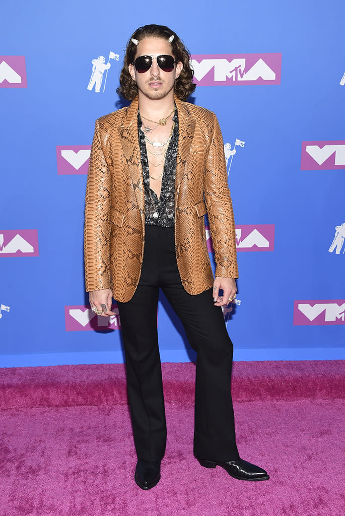 <p>Andrew Watt arrives at the MTV Video Music Awards at Radio City Music Hall on Monday, Aug. 20, 2018, in New York. (Photo: Evan Agostini/Invision/AP) </p>