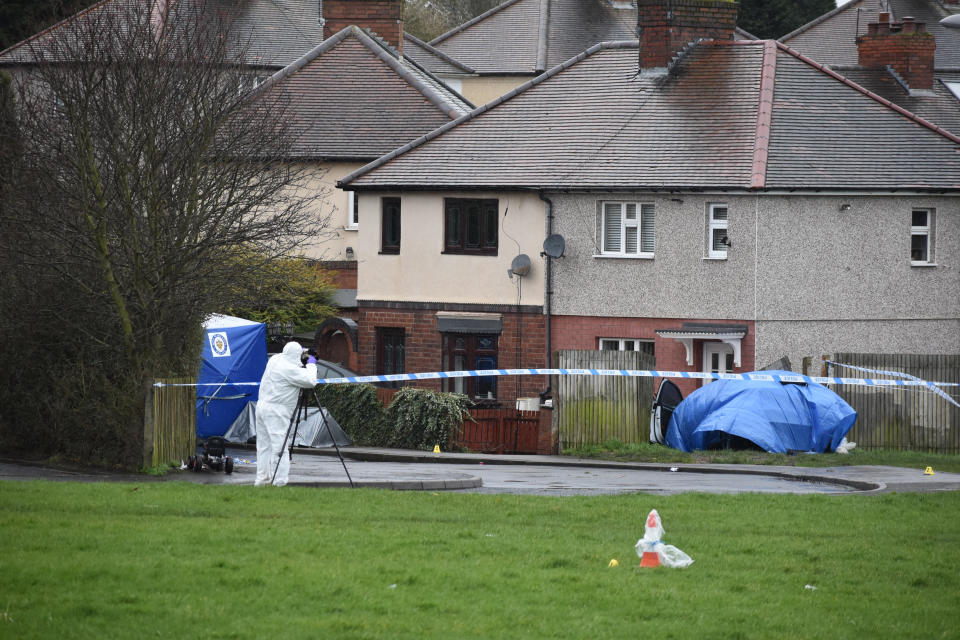 Police were called after a  group of men tried to force their way into a house in Brierley Hill, West Midlands. (Picture: Matthew Cooper/PA Wire)   