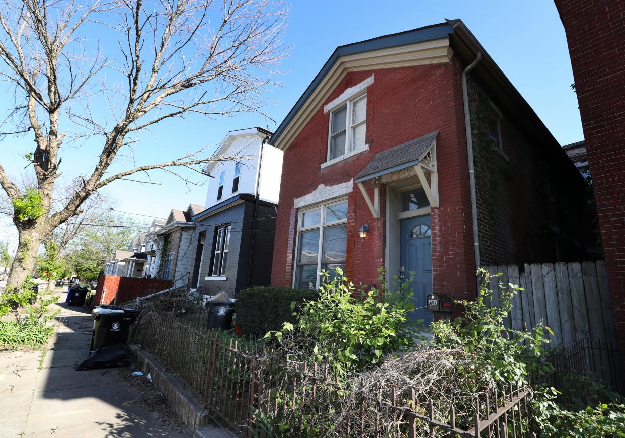 This property at 902 East Liberty Street operates as a short-term rental in Louisville, Ky. on Apr. 17, 2023.  