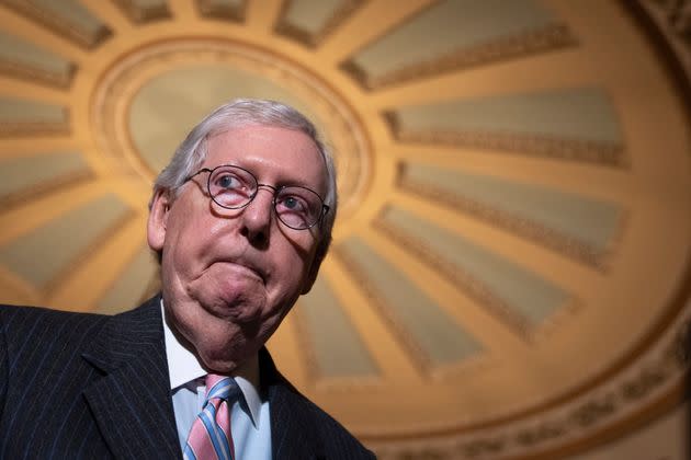 Senate Minority Leader Mitch McConnell (R-Ky.) attacked Supreme Court nominee Judge Ketanji Brown Jackson for refusing to state a position on whether the court should be expanded to 13 justices. (Photo: Drew Angerer via Getty Images)