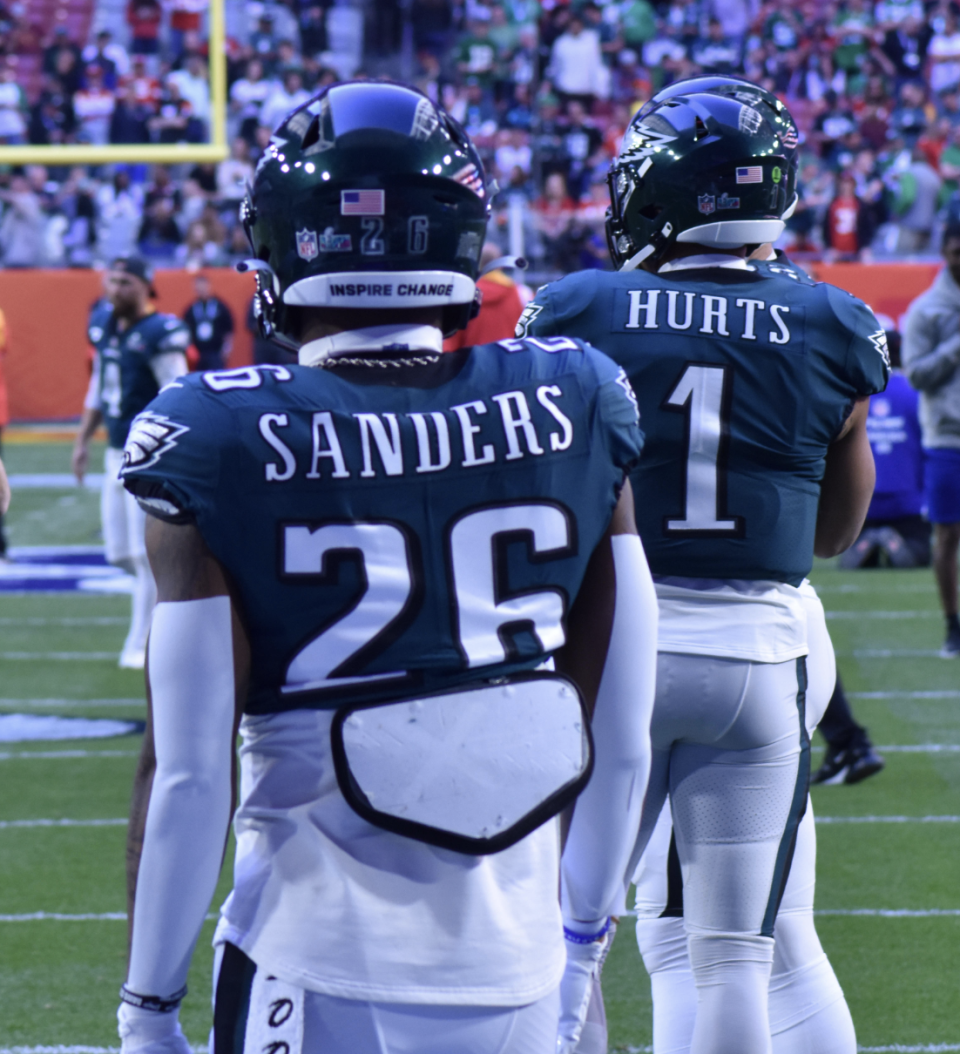 Miles Sanders and Jalen Hurts