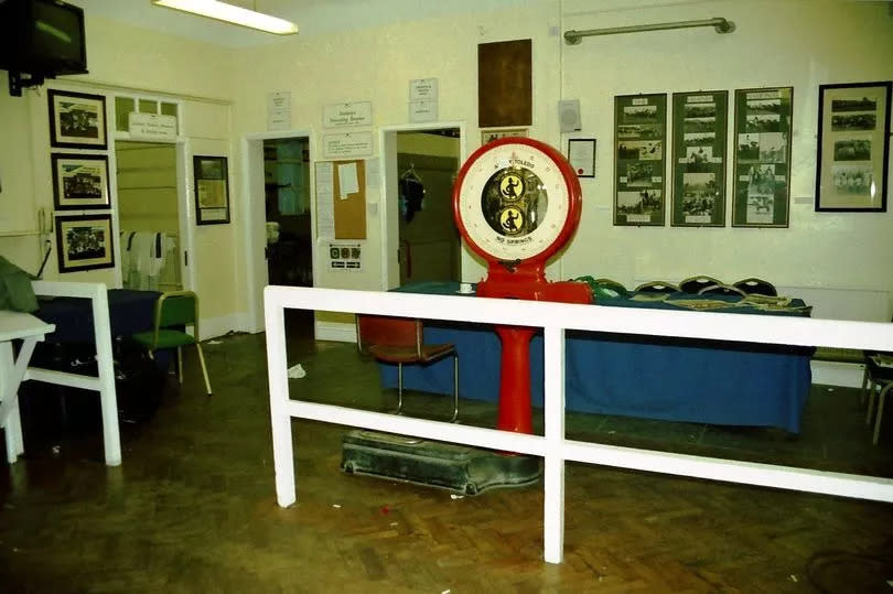 Past photos of what it used to look like inside the Weighing Room at Aintree Racecourse which is now McCoy's Bar