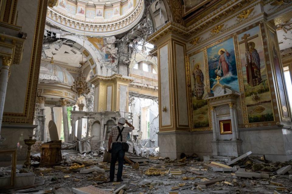 russian missile attack wrecks landmark orthodox cathedral and historic buildings in odessa