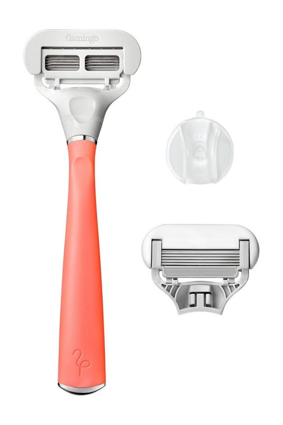 <p><a href="https://go.redirectingat.com?id=74968X1596630&url=https%3A%2F%2Fwww.target.com%2Fp%2Fflamingo-women-s-5-blade-razor-with-replacement-blade-cartridge-taro%2F-%2FA-75574443&sref=https%3A%2F%2F" rel="nofollow noopener" target="_blank" data-ylk="slk:Shop Now;elm:context_link;itc:0;sec:content-canvas" class="link ">Shop Now</a></p><p>Flamingo Women's Razor </p><p>target.com</p><p>$9.99</p><span class="copyright">Courtesy Image</span>