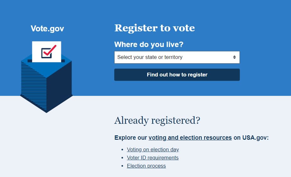 美國各州選民登記紛紛在本週結束，共和黨選民大增對拜登造成壓力   圖：翻攝美國政府網頁