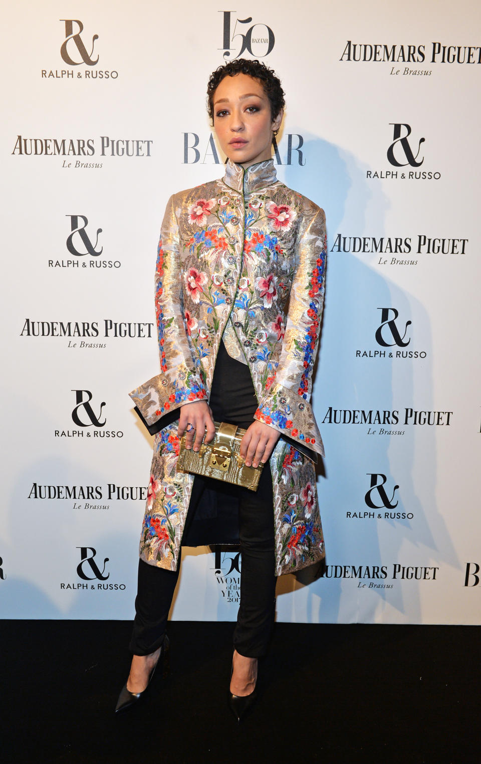 <p>Ruth Negga picked up the Woman of the Year award in an ornate Louis Vuitton coat dress.<br><i>[Photo: Getty]</i> </p>