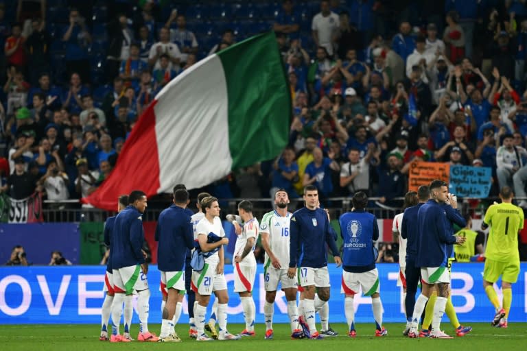 <a class="link " href="https://sports.yahoo.com/soccer/teams/italy-women/" data-i13n="sec:content-canvas;subsec:anchor_text;elm:context_link" data-ylk="slk:Italy;sec:content-canvas;subsec:anchor_text;elm:context_link;itc:0">Italy</a> were outclassed by <a class="link " href="https://sports.yahoo.com/soccer/teams/spain/" data-i13n="sec:content-canvas;subsec:anchor_text;elm:context_link" data-ylk="slk:Spain;sec:content-canvas;subsec:anchor_text;elm:context_link;itc:0">Spain</a> but can still reach the Euro 2024 last 16 (OZAN KOSE)