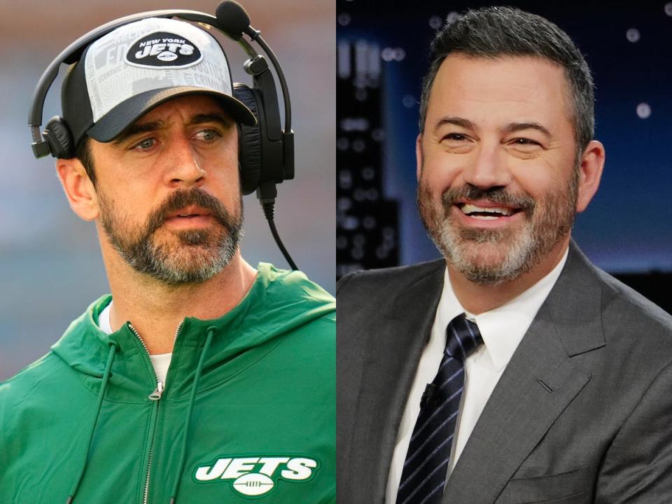 Aaron Rodgers and Jimmy Kimmel.