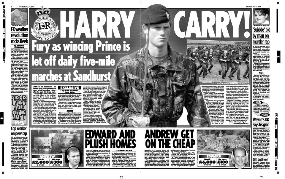 The 2005 People story titled Harry Carry left him mistrustful of medics at Sandhurst, the duke claimed (PA)