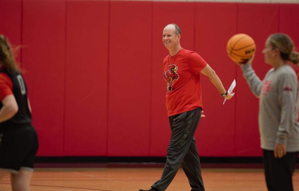 Ball State women's basketball head coach Brady Sallee during a practice at the Don Shondell Practice Center Friday, Nov. 4, 2022.