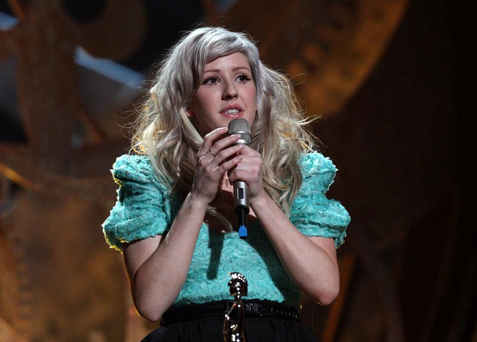 Ellie Goulding with the Critics' Choice Award during the BRIT Awards 2010, at Earls Court, London.   (Photo by Yui Mok/PA Images via Getty Images)