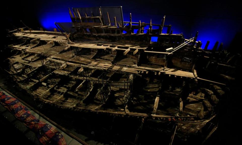 Wreck of the Mary Rose at the Portsmouth Historic Dockyard, HM Naval Base, Portsmouth