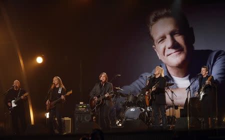 FILE PHOTO - Jackson Browne and The Eagles perform a tribute to Glenn Frey during the 58th Grammy Awards in Los Angeles, California February 15, 2016. REUTERS/Mario Anzuoni