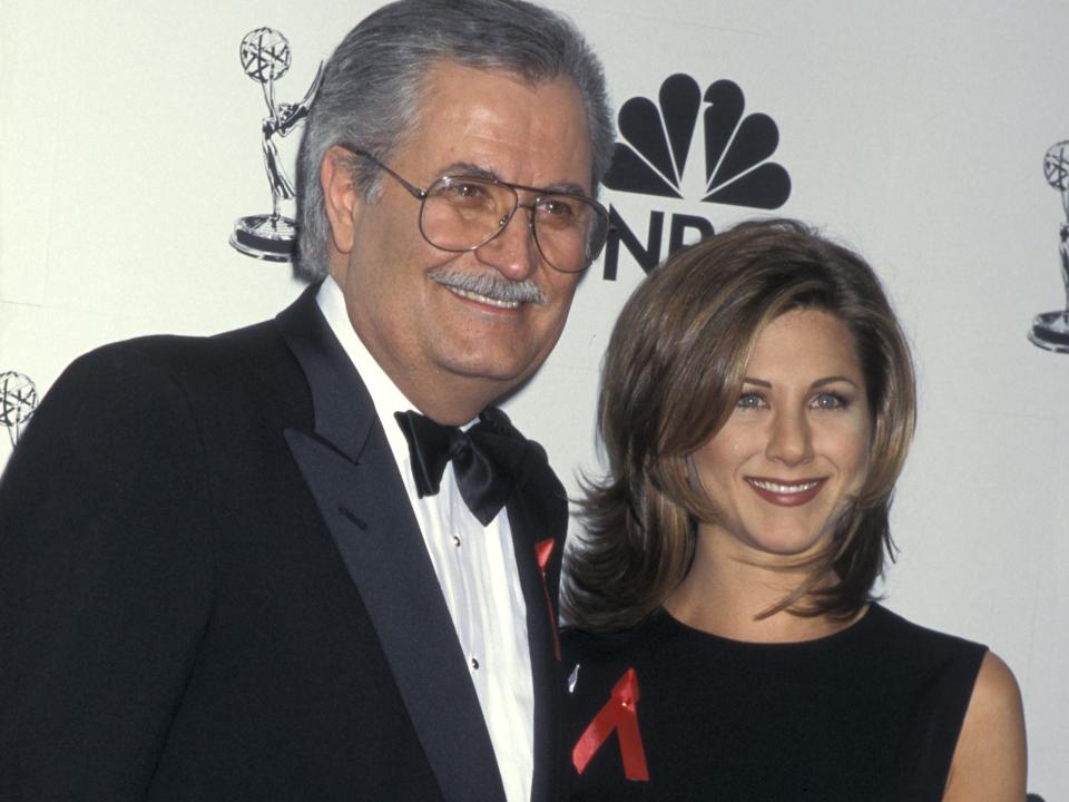 John Aniston and Jennifer Aniston at the Marriott Marquis Hotel in New York City, New York (Photo by Ron Galella/Ron Galella Collection via Getty Images)