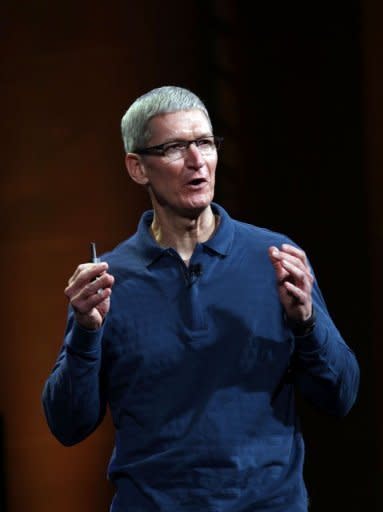 Apple CEO Tim Cook speaks during Apple's special event to introduce the iPad Mini