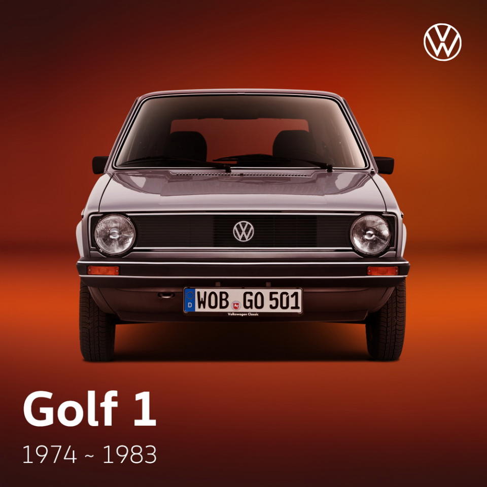 圖／第1代Golf請到知名設計公司-喬治亞羅操刀，擁有俐落流暢的線條感，以及充滿復古感的雙圓燈車頭。(圖片來源：Volkswagen FB官網)