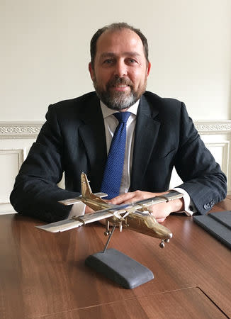 William Hynett, CEO of Britten-Norman, Britain's only independent commercial planemaker, poses for a portrait at his office in London, September 11, 2018. REUTERS/Sarah Young