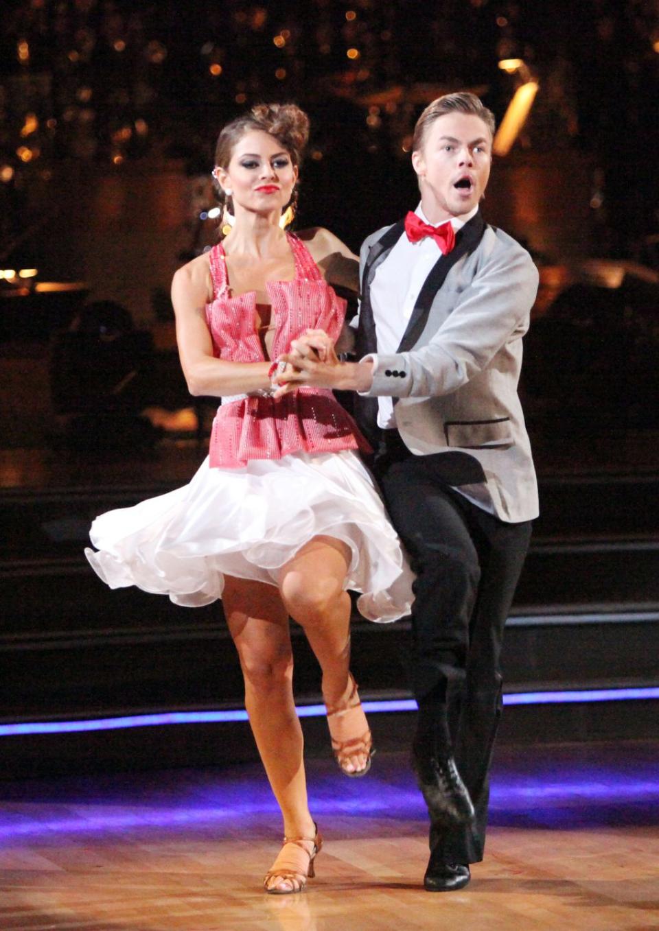 <p>Partnered with Derek Hough for season 14, Maria proved her claim to a "high tolerance for pain." The <em>Extra</em> host continued dancing through a ripped intercostal muscle, broken ribs, <em>and</em> a stress fracture in her foot, per <em><a href="https://people.com/tv/dancing-with-the-stars-maria-menounos-breaks-ribs-dances-on/" rel="nofollow noopener" target="_blank" data-ylk="slk:People;elm:context_link;itc:0;sec:content-canvas" class="link ">People</a></em>. "Dance broken" became her motto and she said it gave her an edge on her competitors.</p>