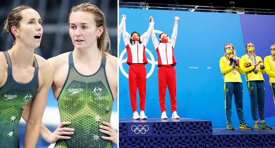 Emma McKeon and Ariarne Titmus at the Tokyo Olympics.