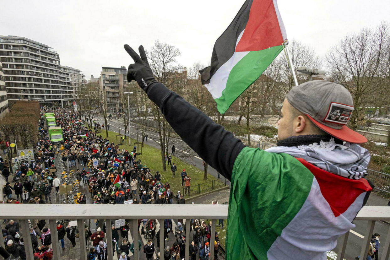 Une manifestation de solidarité avec le peuple palestinien, le 21 janvier 2024 à Bruxelles.  - Credit:Shutterstock/Sipa