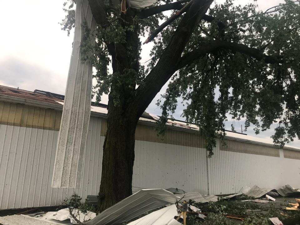 Friday's severe thunderstorm produced extensive damage around the city with a microburst containing estimated straight line winds of up to 75 miles per hour, Sandusky County Emergency Management Agency Director Lisa Kuelling said Tuesday.