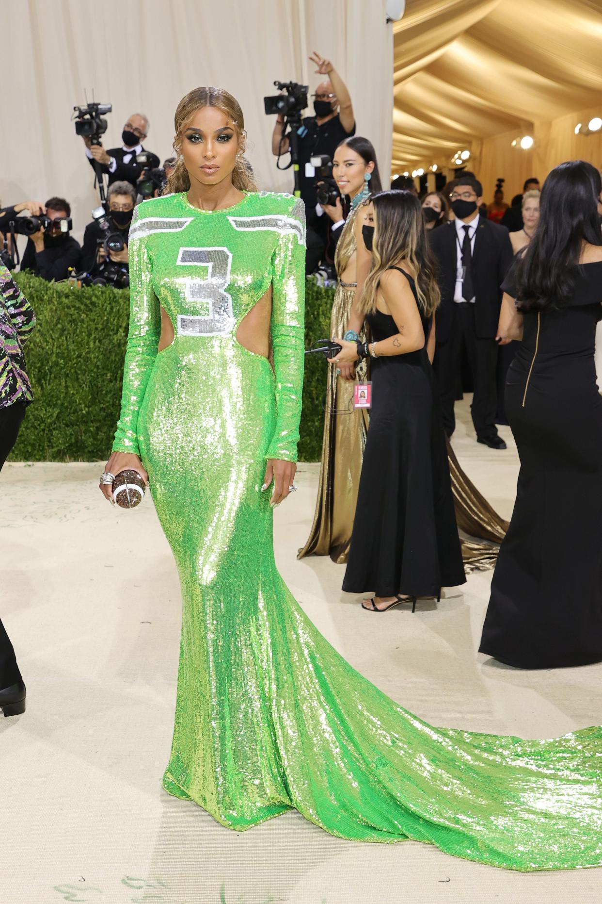 Ciara attends The 2021 Met Gala Celebrating In America: A Lexicon Of Fashion at Metropolitan Museum of Art on Sept. 13, 2021 in New York.