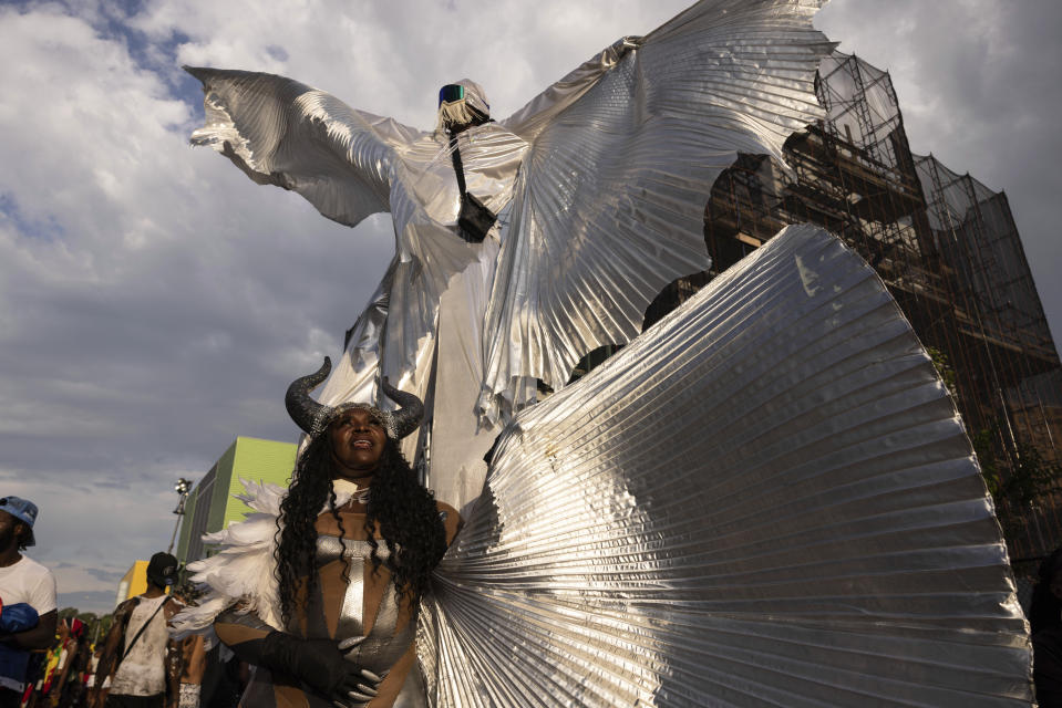 Revelers take part in J'ouvert celebration, Monday, Sept. 4, 2023, in the Brooklyn borough of New York. (AP Photo/Yuki Iwamura)