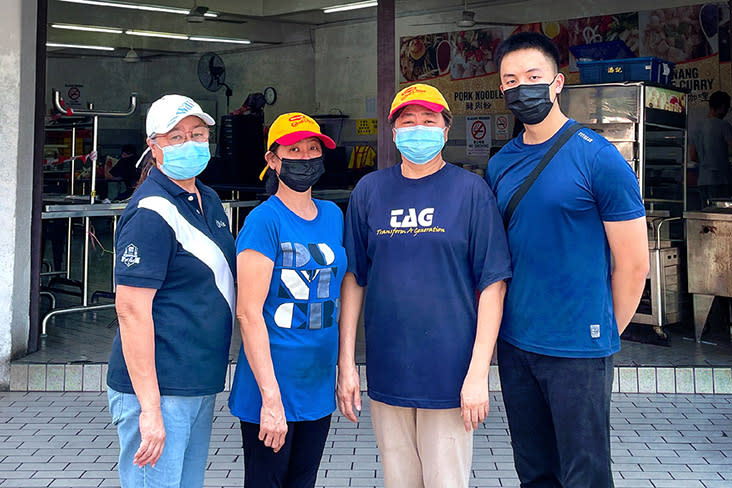 Family business (left to right): Lily Chang, Alice Chang, Chang Sok Kheng and John Ho standing in front of Kedai Makan Besty Best in Sri Gombak.