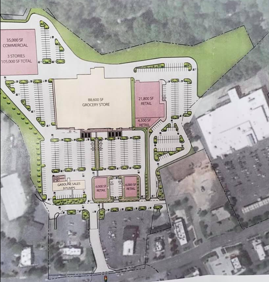 A photo shared on Facebook in 2021 showed preliminary plans to redevelop the Innsbruck Mall site on Tunnel Road, owned by Ingles. The plans do not jibe with a new city zoning plan in the area, though.