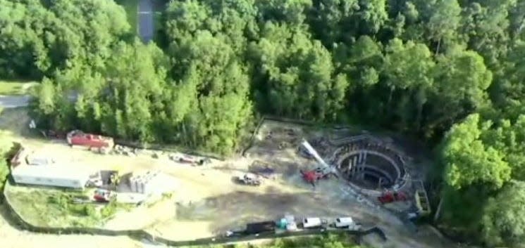 Work on a pump station to move water from Clay County's Black Creek to an aquifer recharge area in Keystone Heights was captured in an aerial image shown in August to the St. Johns River Water Management District's governing board.