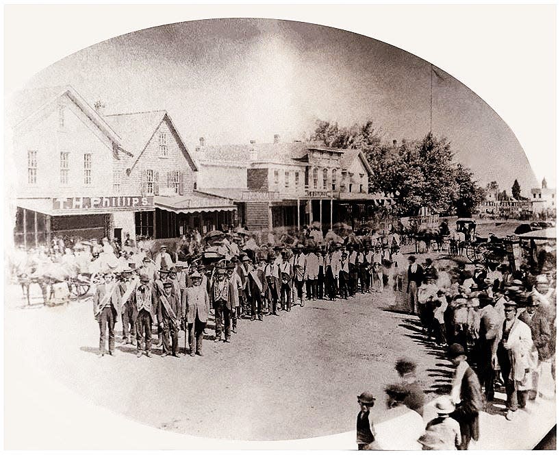 Early Kewanee, pre-1875, looking at the west of Tremont (about where Peoples Bank is Today)